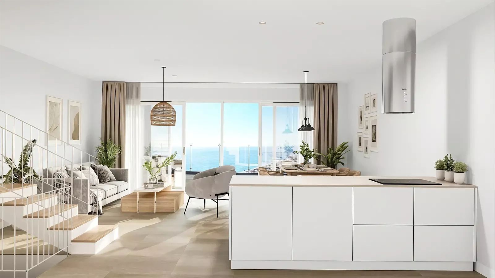 03 open plan kitchen living room ocean view